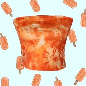 Orange Cream Tie Dye Bandeau Crop Top - Vintage with flaw